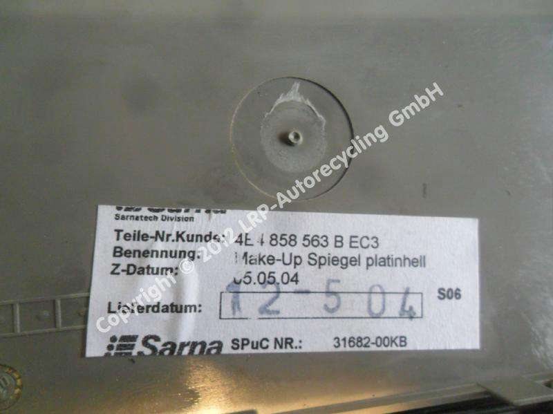 Audi A8 4E original Innenleuchte Make Up Spiegel hinten 4E4858563BEC3 BJ2004